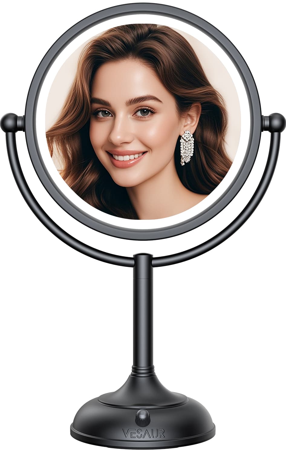 Wall Mounted Lighted Makeup Mirror 1X/10X – VESAUR D914-Black