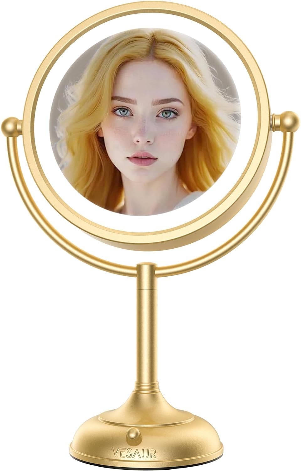Gold Lighted Makeup Mirror 1X/10X – VESAUR D8512-GGP-Gold