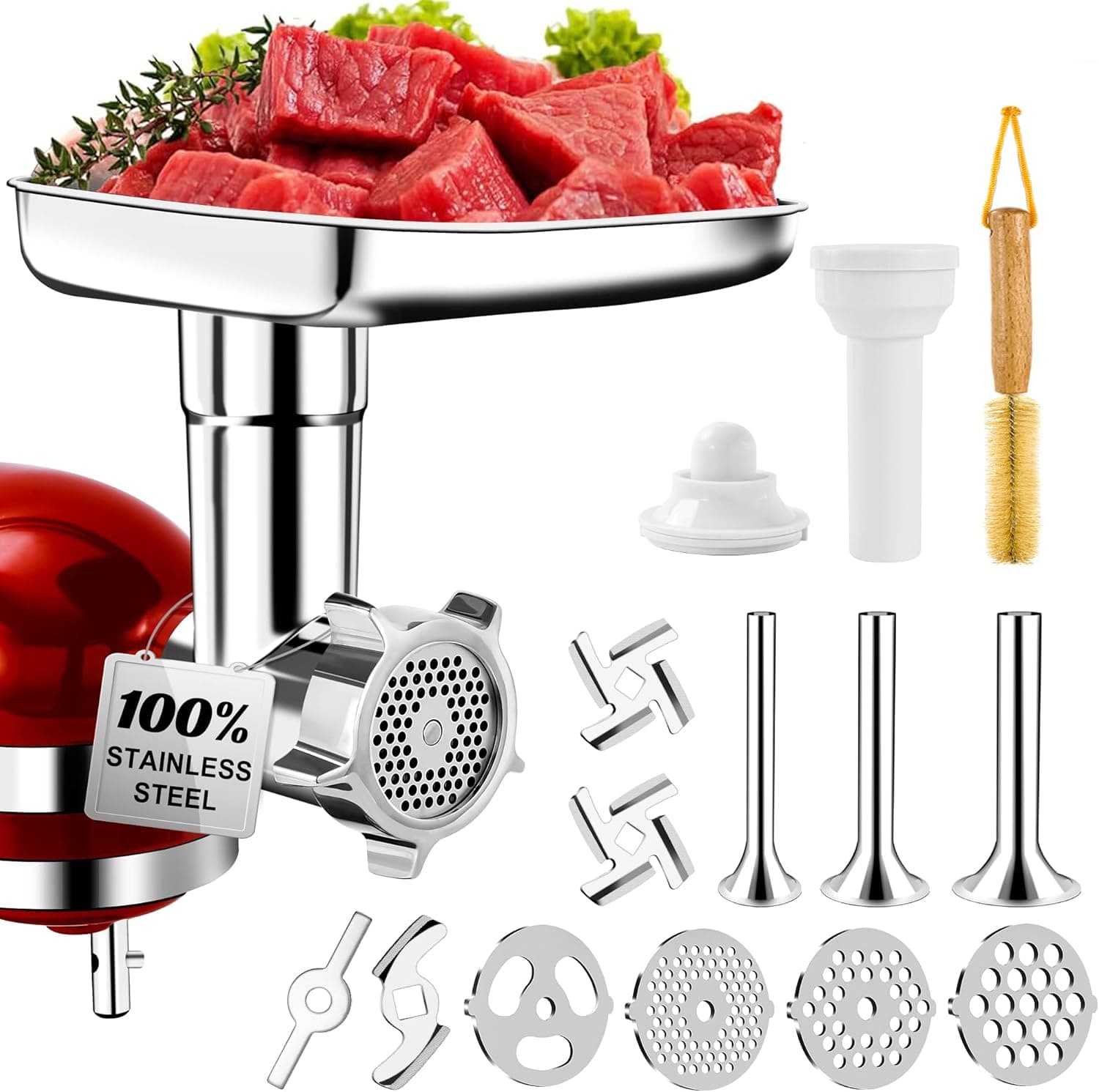 Meat Grinder Attachment 4 Plates – KitchenAid Compatible